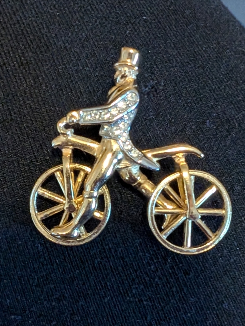 Vintage Burberrys London Bicycle Rider Brooch with Rhinestones - Picture 1 of 2